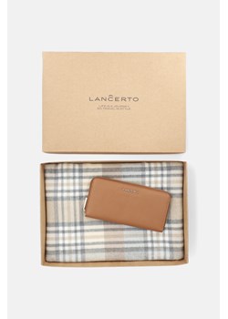 Zestaw Portfel Damski Camel Plus Szal Szaro-Beżowy w Kratę Tartan ze sklepu Lancerto S.A. w kategorii Portfele damskie - zdjęcie 150827372