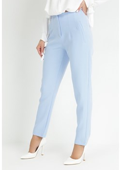 Jasnoniebieskie Spodnie Cygaretki z Imitacją Kieszeni Anilnig ze sklepu Born2be Odzież w kategorii Spodnie damskie - zdjęcie 150830291