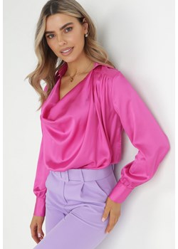 Fuksjowa Bluzka z Lejącym Dekoltem Somara ze sklepu Born2be Odzież w kategorii Bluzki damskie - zdjęcie 150857680
