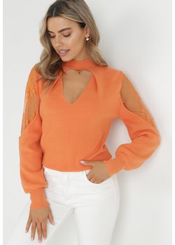 Pomarańczowy Sweter z Golfem i Wycięciem przy Dekolcie Jaaziel ze sklepu Born2be Odzież w kategorii Swetry damskie - zdjęcie 150857712
