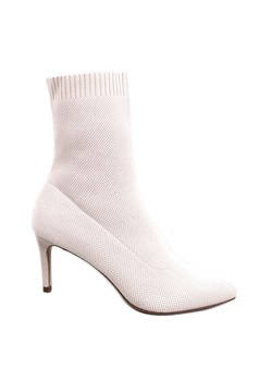 PA1 Botki na szpilce skarpetkowe Donatella Beige beżowy ze sklepu ButyModne.pl w kategorii Botki - zdjęcie 150863272