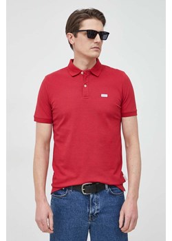 Guess polo męski kolor czerwony gładki ze sklepu ANSWEAR.com w kategorii T-shirty męskie - zdjęcie 150877681