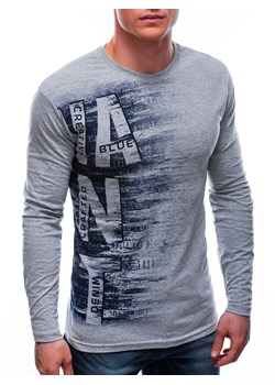 Longsleeve męski z nadrukiem 147L - szary ze sklepu Edoti w kategorii T-shirty męskie - zdjęcie 150880101