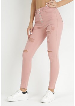 Różowe Jeansy Skinny na Guziki Arru ze sklepu Born2be Odzież w kategorii Jeansy damskie - zdjęcie 150881162