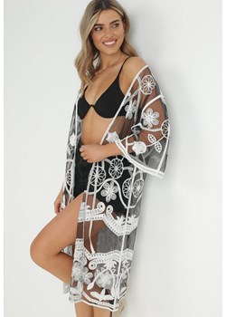 Czarno-Biała Sukienka Plażowa z Haftem Rafif ze sklepu Born2be Odzież w kategorii Odzież plażowa - zdjęcie 150897550