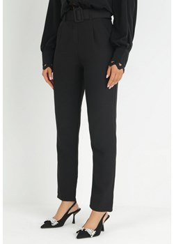 Czarne Spodnie Garniturowe z Paskiem Nemez ze sklepu Born2be Odzież w kategorii Spodnie damskie - zdjęcie 150897604