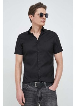 Armani Exchange koszula męska kolor czarny regular z kołnierzykiem klasycznym 8NZC51 ZNYXZ NOS ze sklepu ANSWEAR.com w kategorii Koszule męskie - zdjęcie 150901520