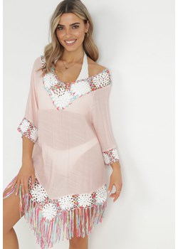 Różowa Tunika Boho Asymetryczna Aroyal ze sklepu Born2be Odzież w kategorii Odzież plażowa - zdjęcie 150903433