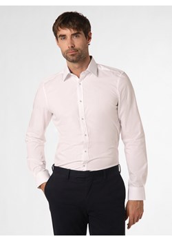 Finshley & Harding Koszula męska łatwa w prasowaniu Mężczyźni Slim Fit Bawełna biały jednolity ze sklepu vangraaf w kategorii Koszule męskie - zdjęcie 150906621