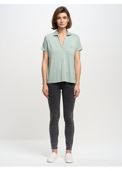 Koszulka damska polo z wiskozy zielona Polanena 300 ze sklepu Big Star w kategorii Bluzki damskie - zdjęcie 150958023