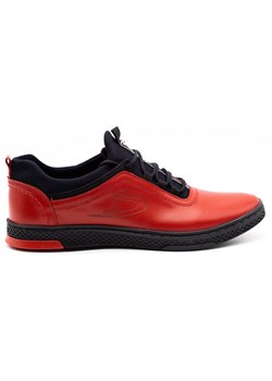 Buty męskie skórzane casual K24 czerwone z czarnym spodem ze sklepu butyolivier w kategorii Półbuty męskie - zdjęcie 151010302