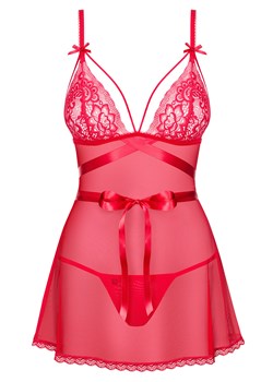 Obsessive Lovlea babydoll Nocna komplet koszulka + stringi, czerwony ze sklepu kontri.pl w kategorii Komplety bielizny damskiej - zdjęcie 151019474