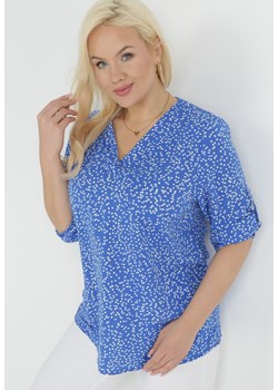 Niebieska Bluzka z Rękawem 3/4 i Wycięciem na Plecach Enzley ze sklepu Born2be Odzież w kategorii Bluzki damskie - zdjęcie 151022622