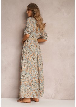 Jasnoniebieska Koszulowa Sukienka z Dodatkowym Paskiem i Podpinanymi Rękawami Alonie ze sklepu Renee odzież w kategorii Sukienki - zdjęcie 151050760
