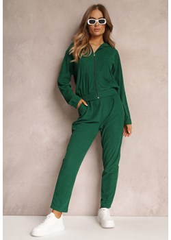 Zielony 2-częściowy Komplet Dresowy z Materiału w Prążki Zollanu ze sklepu Renee odzież w kategorii Dresy damskie - zdjęcie 151050872