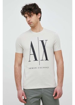 Armani Exchange t-shirt bawełniany kolor beżowy z nadrukiem ze sklepu ANSWEAR.com w kategorii T-shirty męskie - zdjęcie 151053844