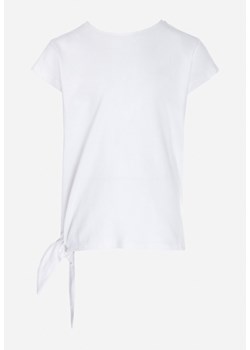 Biała Koszulka z Krótkim Rękawem i Ozdobnym Wiązaniem Pryncess ze sklepu Born2be Odzież w kategorii Bluzki dziewczęce - zdjęcie 151079810