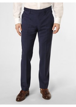 BOSS Męskie spodnie od garnituru modułowego Mężczyźni Regular Fit wełna ze strzyży granatowy wypukły wzór tkaniny ze sklepu vangraaf w kategorii Spodnie męskie - zdjęcie 151081221