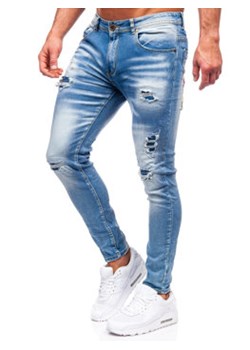 Granatowe spodnie jeansowe męskie skinny fit Denley E7869B ze sklepu Denley w kategorii Jeansy męskie - zdjęcie 151107462