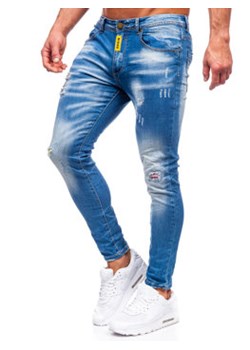 Granatowe spodnie jeansowe męskie slim fit Denley BC1025 ze sklepu Denley w kategorii Jeansy męskie - zdjęcie 151107471