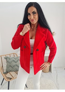 elegancka krótka kurtka alpaka nelly czerwona ze sklepu STYLOWO w kategorii Płaszcze damskie - zdjęcie 151120930