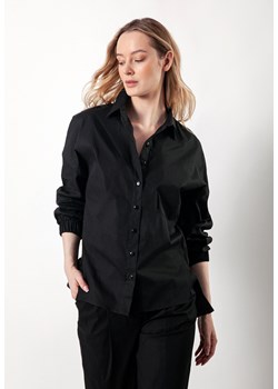 Czarna popelinowa koszula z marszczeniem na plecach ze sklepu Molton w kategorii Koszule damskie - zdjęcie 151125644
