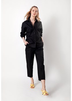 Czarne popelinowe spodnie z krótszą nogawką ze sklepu Molton w kategorii Spodnie damskie - zdjęcie 151125654