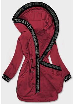 Cienka kurtka damska z ozdobną lamówką ciemna czerwona (B8142-27) ze sklepu goodlookin.pl w kategorii Kurtki damskie - zdjęcie 151335650