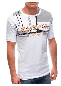 T-shirt męski z nadrukiem 1765S - biały ze sklepu Edoti w kategorii T-shirty męskie - zdjęcie 151337961