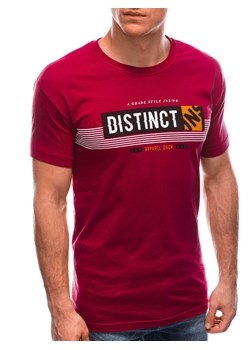 T-shirt męski z nadrukiem 1768S - czerwony ze sklepu Edoti w kategorii T-shirty męskie - zdjęcie 151808093