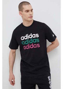adidas t-shirt bawełniany kolor czarny wzorzysty ze sklepu ANSWEAR.com w kategorii T-shirty męskie - zdjęcie 151809642