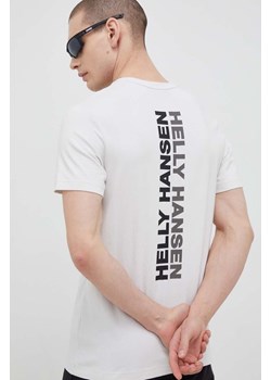 Helly Hansen t-shirt bawełniany kolor beżowy wzorzysty 53936-697 ze sklepu ANSWEAR.com w kategorii T-shirty męskie - zdjęcie 151809782