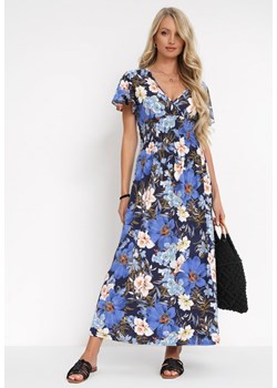 Granatowa Sukienka Maxi z Kopertowym Dekoltem i Gumkami w Pasie Alaiza ze sklepu Born2be Odzież w kategorii Sukienki - zdjęcie 151810472