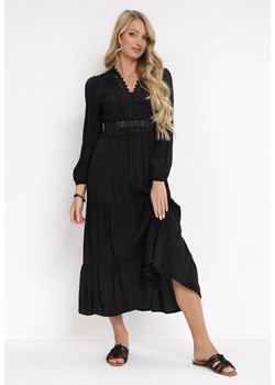Czarna Rozkloszowana Sukienka z Koronką Brightyn ze sklepu Born2be Odzież w kategorii Sukienki - zdjęcie 151810711