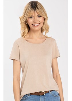 Gładki t-shirt damski w kolorze beżowym T-PIA, Kolor beżowy, Rozmiar XS, Volcano ze sklepu Primodo w kategorii Bluzki damskie - zdjęcie 151920853
