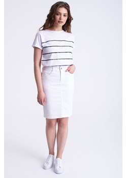 Biała, ołówkowa spódnica z bawełny ze sklepu Greenpoint.pl w kategorii Spódnice - zdjęcie 151928121