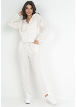 Beżowy 2-częściowy Prążkowany Komplet Dresowy z Bluzą i Spodniami Tuenna ze sklepu Born2be Odzież w kategorii Dresy damskie - zdjęcie 151933454