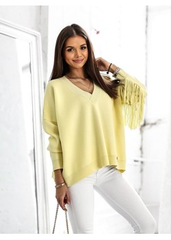 Sweter Parton Boho Żółty ze sklepu Lisa Mayo w kategorii Swetry damskie - zdjęcie 151944134