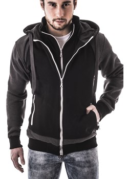 Męska bluza/kurtka z kapturem 6687 - czarna ze sklepu Risardi w kategorii Kurtki męskie - zdjęcie 152202663