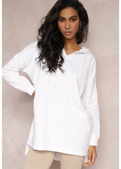 Biała Asymetryczna Bluza z Kapturem Oversize Kavita ze sklepu Renee odzież w kategorii Bluzy damskie - zdjęcie 152223820