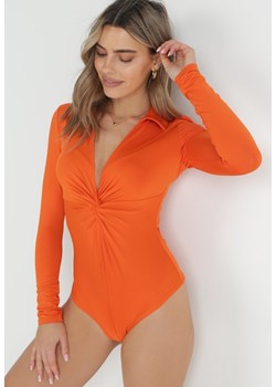 Pomarańczowe Body z Długim Rękawem Lobhes ze sklepu Born2be Odzież w kategorii Bluzki damskie - zdjęcie 152285131