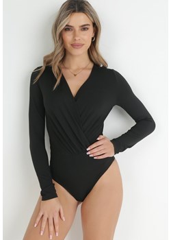 Czarne Body Kopertowe z Długim Rękawem Camilene ze sklepu Born2be Odzież w kategorii Bluzki damskie - zdjęcie 152320863