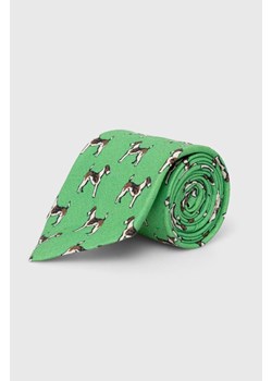 Polo Ralph Lauren krawat lniany kolor zielony ze sklepu ANSWEAR.com w kategorii Krawaty - zdjęcie 152324051