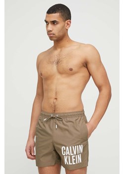 Calvin Klein szorty kąpielowe kolor brązowy ze sklepu ANSWEAR.com w kategorii Kąpielówki - zdjęcie 152324123
