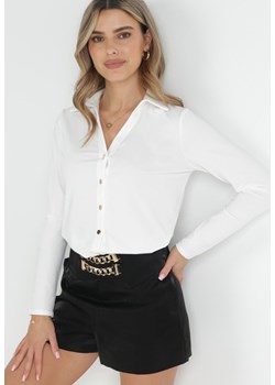 Biała Koszula z Metalicznymi Guzikami Reil ze sklepu Born2be Odzież w kategorii Koszule damskie - zdjęcie 152329034