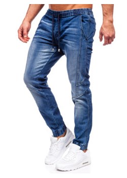 Granatowe spodnie jeansowe joggery męskie Denley MP0115BS ze sklepu Denley w kategorii Jeansy męskie - zdjęcie 152391662