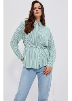 Koszula damska w paski w kolorze białym 4014, Kolor biało-zielony, Rozmiar XS, Moodo ze sklepu Primodo w kategorii Koszule damskie - zdjęcie 152414534