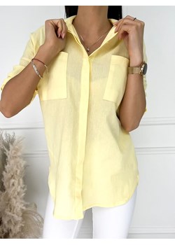 Żółta Koszula z Kieszonkami ze sklepu ModnaKiecka.pl w kategorii Koszule damskie - zdjęcie 152418583
