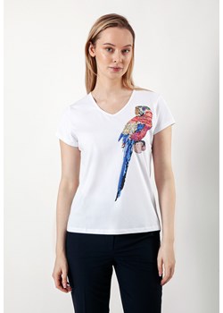Biały bawełniany t-shirt z aplikacją ze sklepu Molton w kategorii Bluzki damskie - zdjęcie 152484771