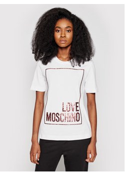 LOVE MOSCHINO T-Shirt W4H0605M 3876 Biały Regular Fit ze sklepu MODIVO w kategorii Bluzki damskie - zdjęcie 152499243